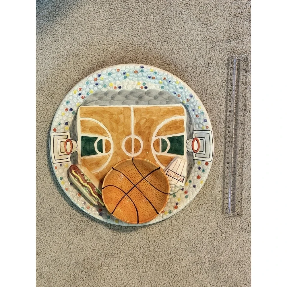 Ceramic Chip and Dip Basketball Game Day Tray Platter - World Bazaars Inc